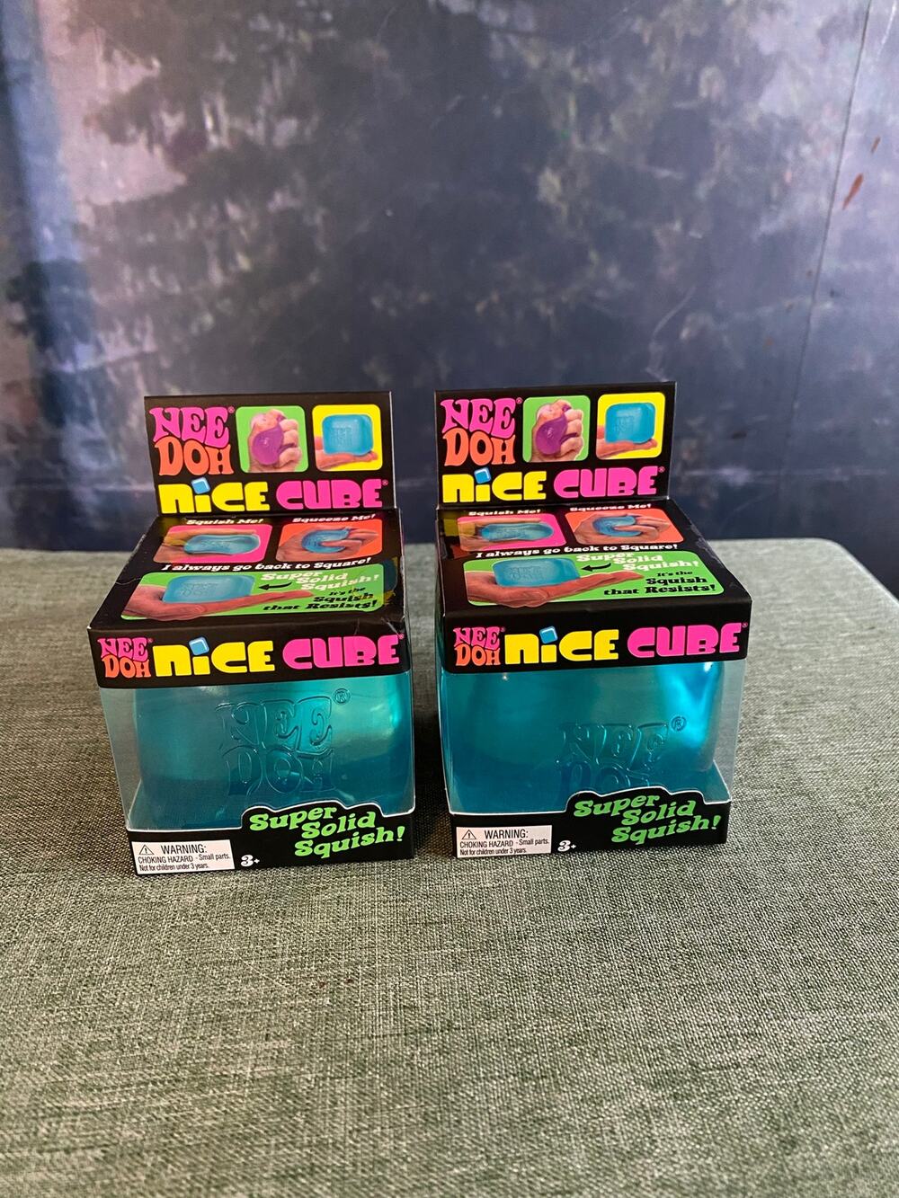NeeDoh Nice Cube Stress Ball Lot of 2  Blue Super Solid Squish Fidget Toy NIB